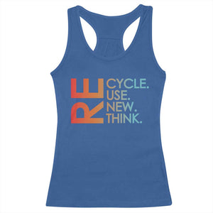 Environmental Activism Racerback Tank Top Recycle Reuse Renew Rethink Earth Day TS10 Royal Blue Print Your Wear