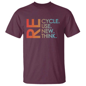 Environmental Activism T Shirt Recycle Reuse Renew Rethink Earth Day TS10 Maroon Print Your Wear