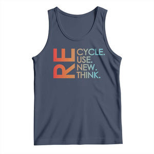 Environmental Activism Tank Top Recycle Reuse Renew Rethink Earth Day TS10 Navy Print Your Wear