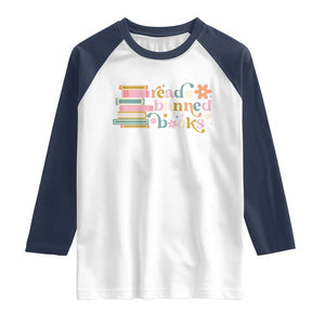 Vintage Read Banned Books Raglan Shirt TS10 White Navy Print Your Wear
