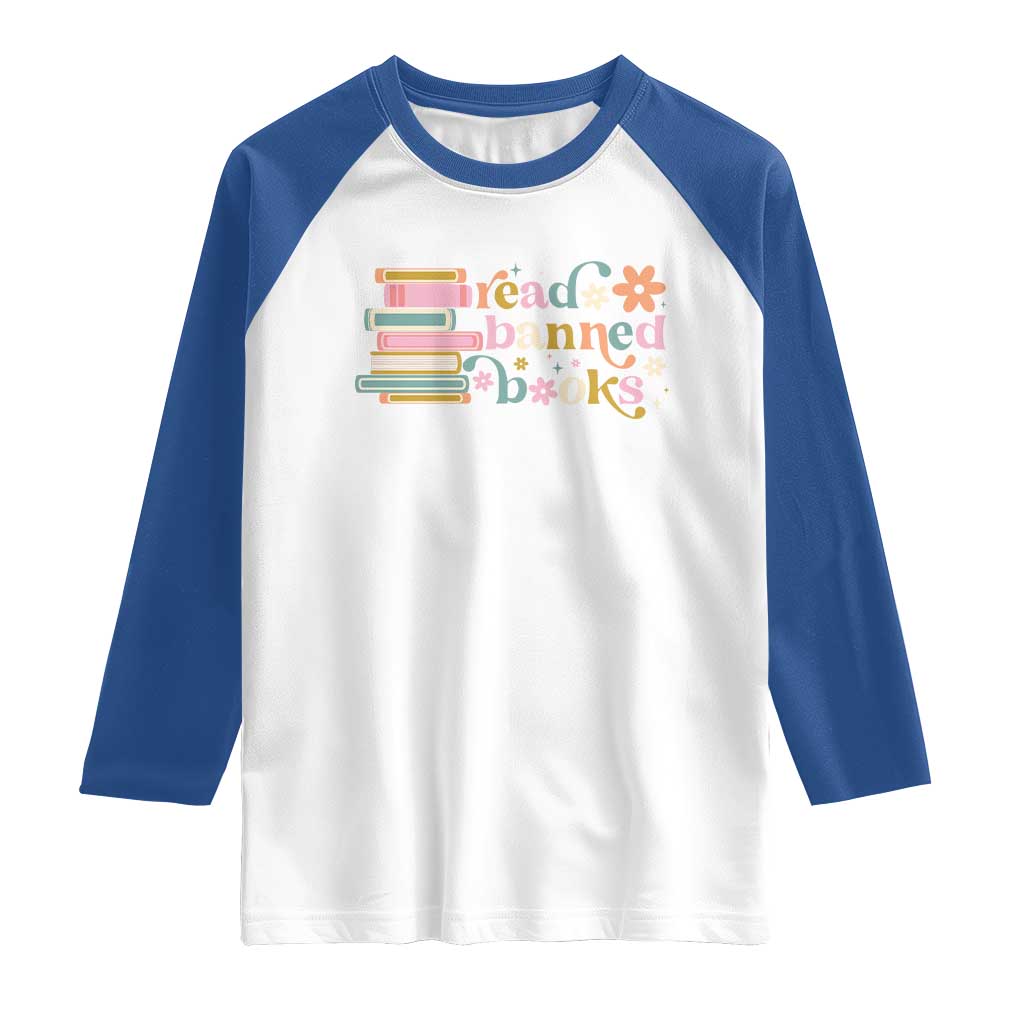 Vintage Read Banned Books Raglan Shirt TS10 White Royal Print Your Wear