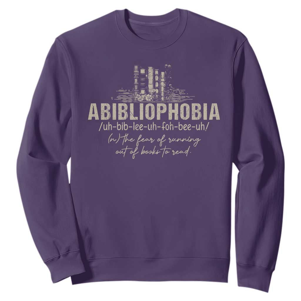 Abibliophobia Sweatshirt Funny Reading Bookworm Book Lover Reader Gift TS10 Purple Print Your Wear