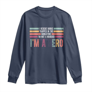 Book Lover Long Sleeve Shirt I Rescue Books TS10 Navy Print Your Wear