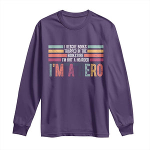 Book Lover Long Sleeve Shirt I Rescue Books TS10 Purple Print Your Wear
