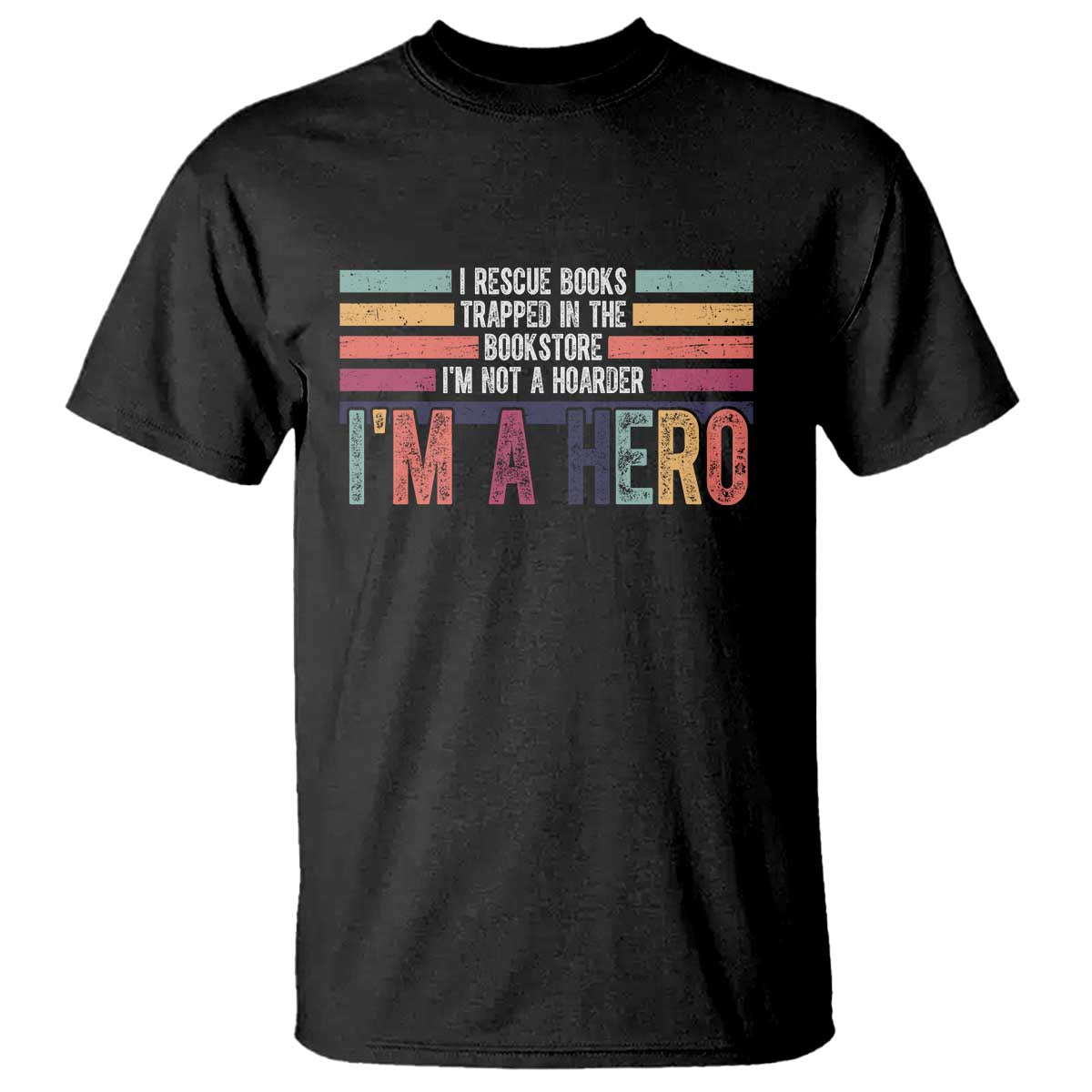 Book Lover T Shirt I Rescue Books TS10 Black Print Your Wear