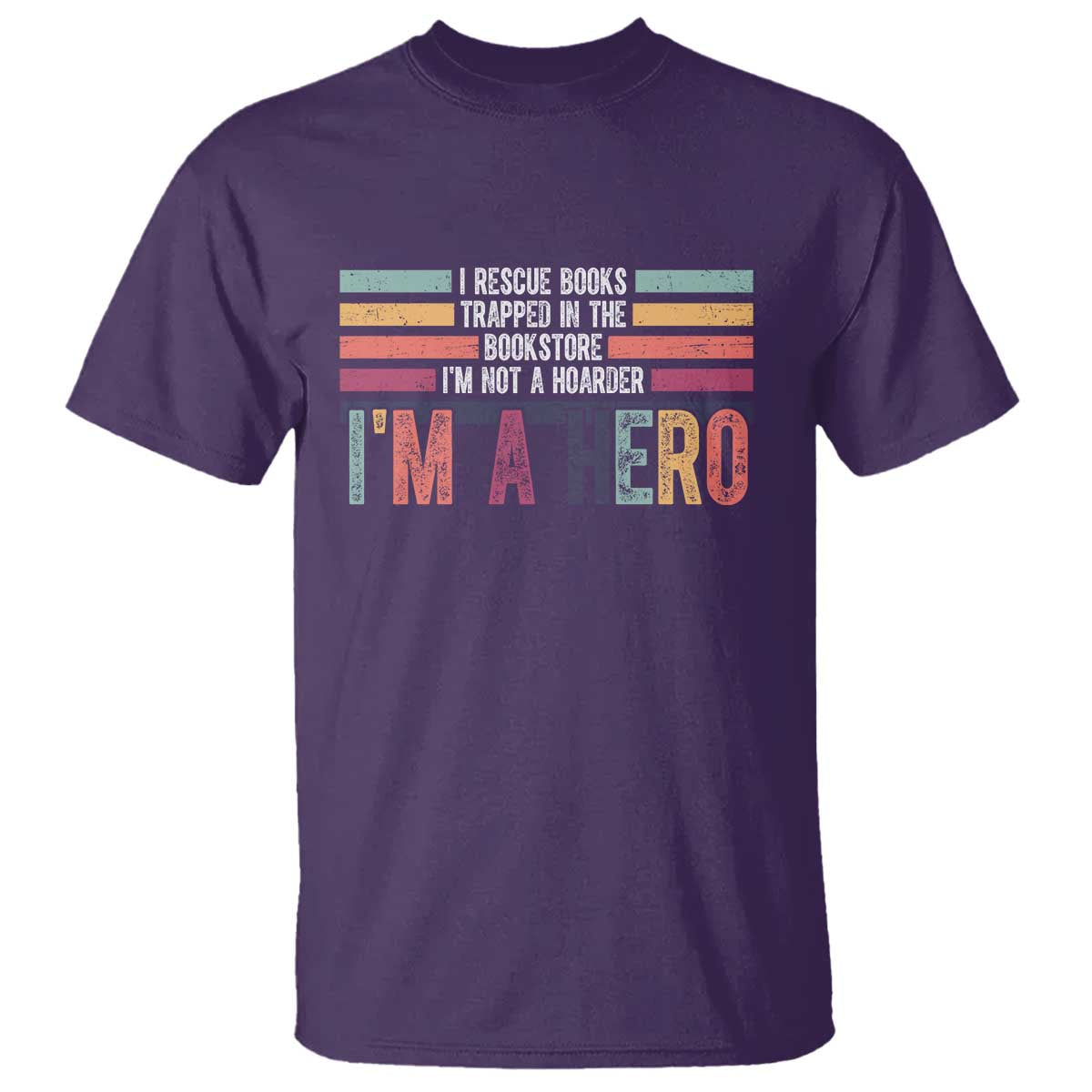 Book Lover T Shirt I Rescue Books TS10 Purple Print Your Wear