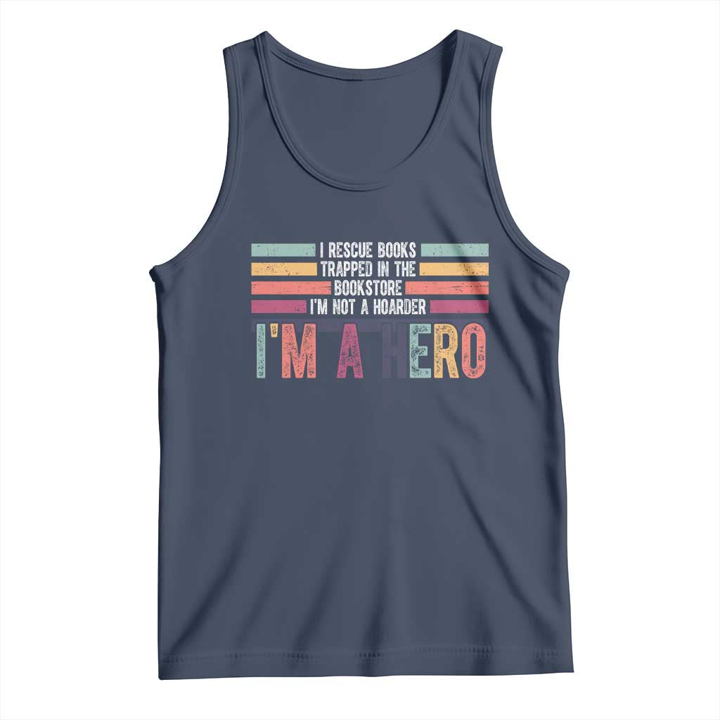 Book Lover Tank Top I Rescue Books TS10 Navy Print Your Wear