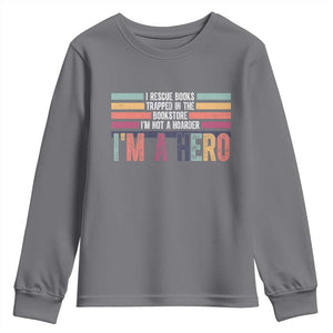 Book Lover Youth Sweatshirt I Rescue Books TS10 Charcoal Print Your Wear
