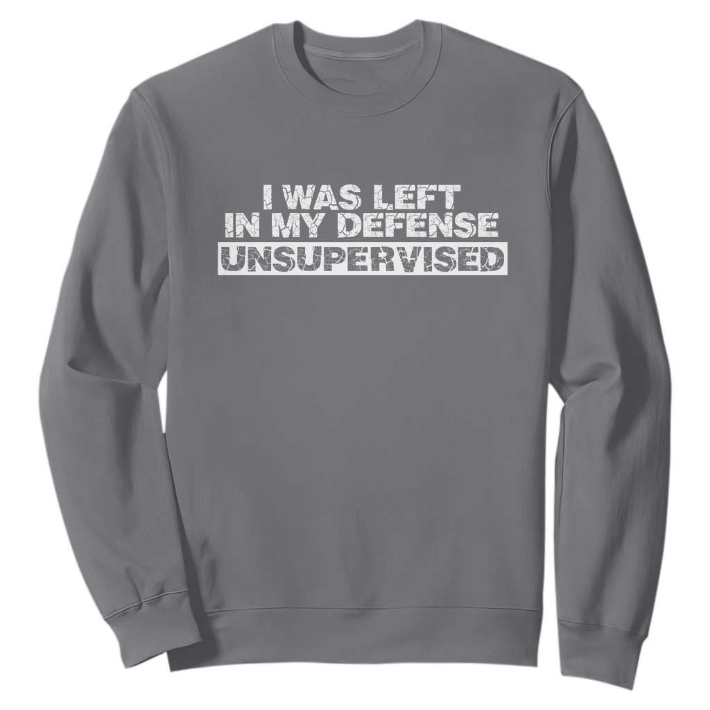 In My Defense I Was Left Unsupervised Sweatshirt TS10 Charcoal Print Your Wear