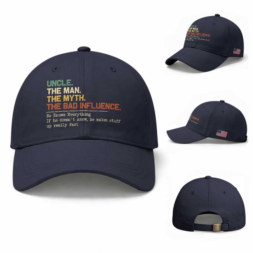 Funny Uncle Baseball Cap Best Funny Uncle Fathers Day TS10 Baseball Cap Universal Fit Navy Print Your Wear