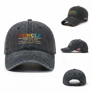 Funcle Funny Uncle Washed Cotton Baseball Cap Like An Uncle Only Funner Fathers Day TS10 Washed Cap Universal Fit Dark Gray Print Your Wear