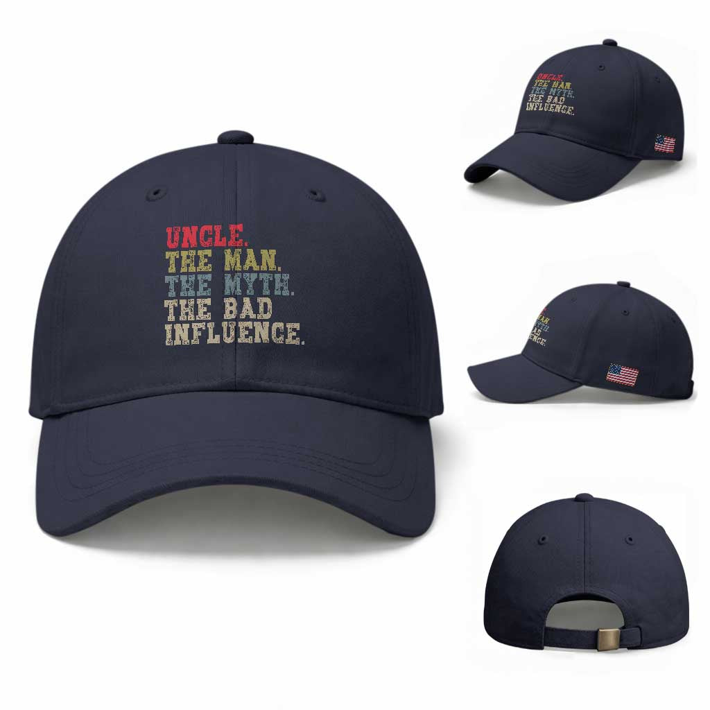 Retro Uncle Baseball Cap Best Funny Uncle Fathers Day TS10 Baseball Cap Universal Fit Navy Print Your Wear