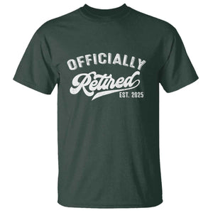Officially Retired 2025 T Shirt - Vintage Retirement Humor Gift Tee TS10 Dark Forest Green Print Your Wear