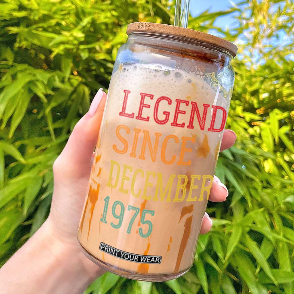 Legend Since December 1975 Glass Can Vintage Retro 50th Birthday Gifts TS10 Black Print Your Wear