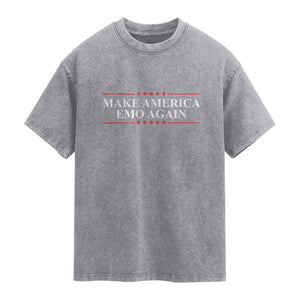 Make America Emo Again Washed Cotton T-Shirt Funny Goth Gothic US TS10 Slate Gray Print Your Wear