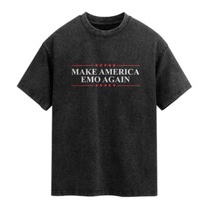 Make America Emo Again Washed Cotton T-Shirt Funny Goth Gothic US TS10 Black Print Your Wear