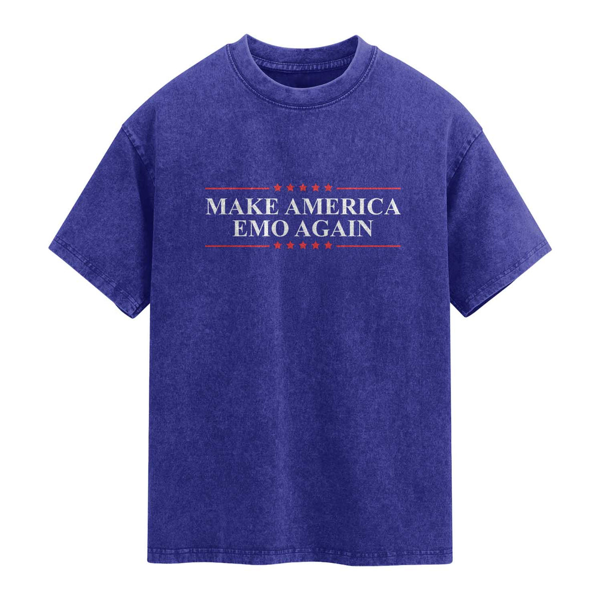 Make America Emo Again Washed Cotton T-Shirt Funny Goth Gothic US TS10 Indigo Blue Print Your Wear