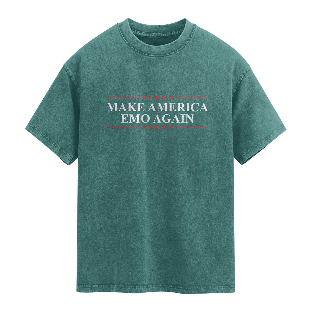 Make America Emo Again Washed Cotton T-Shirt Funny Goth Gothic US TS10 Teal Green Print Your Wear