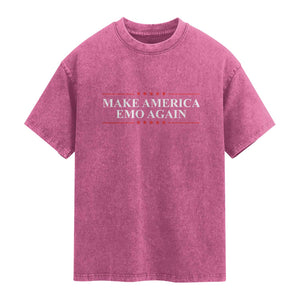Make America Emo Again Washed Cotton T-Shirt Funny Goth Gothic US TS10 Magenta Print Your Wear