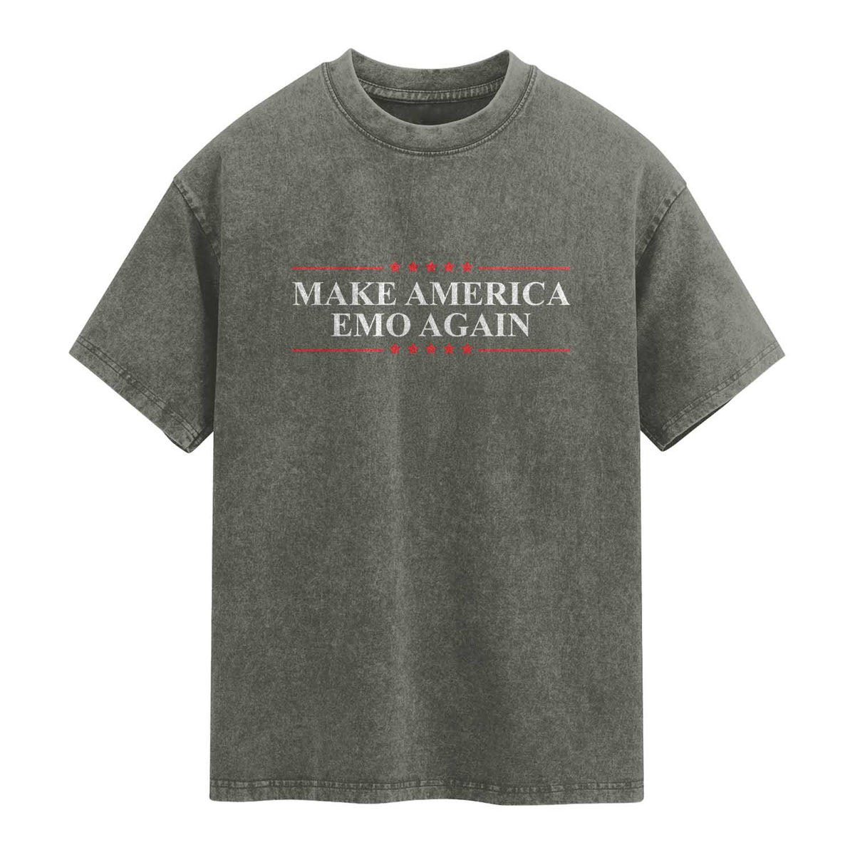 Make America Emo Again Washed Cotton T-Shirt Funny Goth Gothic US TS10 Olive Green Print Your Wear