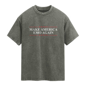 Make America Emo Again Washed Cotton T-Shirt Funny Goth Gothic US TS10 Olive Green Print Your Wear