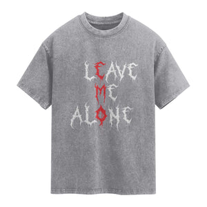 Leave me Alone Emo Washed Cotton T-Shirt Aesthetic Goth Scene Alternative Music TS10 Slate Gray Print Your Wear