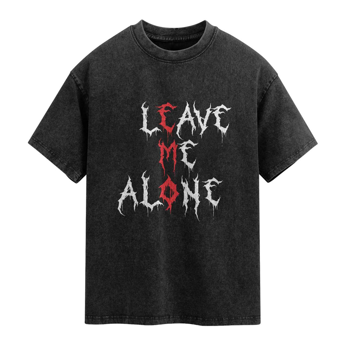 Leave me Alone Emo Washed Cotton T-Shirt Aesthetic Goth Scene Alternative Music TS10 Black Print Your Wear
