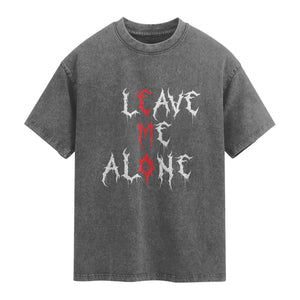Leave me Alone Emo Washed Cotton T-Shirt Aesthetic Goth Scene Alternative Music TS10 Charcoal Print Your Wear