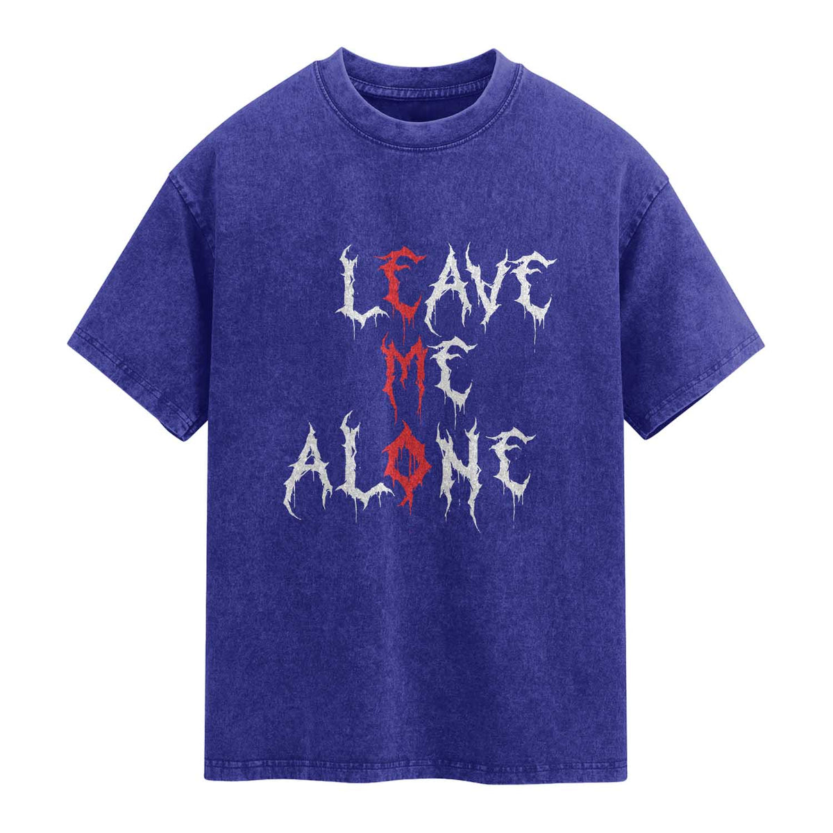 Leave me Alone Emo Washed Cotton T-Shirt Aesthetic Goth Scene Alternative Music TS10 Indigo Blue Print Your Wear