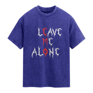 Leave me Alone Emo Washed Cotton T-Shirt Aesthetic Goth Scene Alternative Music TS10 Indigo Blue Print Your Wear