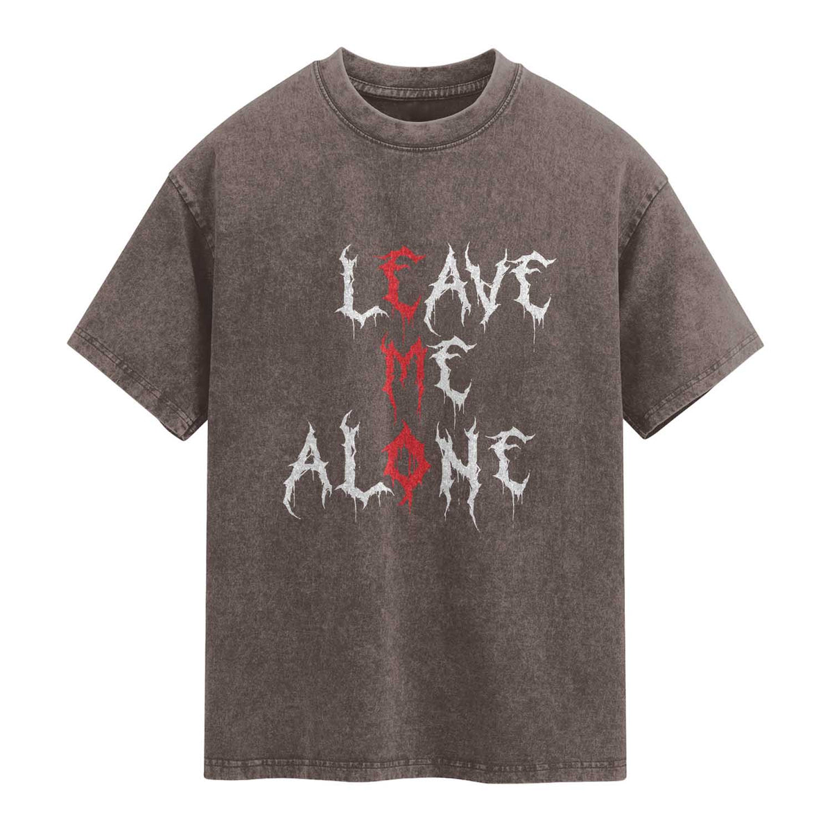 Leave me Alone Emo Washed Cotton T-Shirt Aesthetic Goth Scene Alternative Music TS10 Brown Print Your Wear