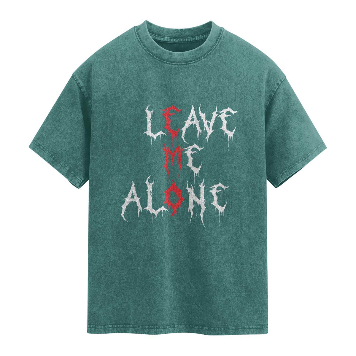 Leave me Alone Emo Washed Cotton T-Shirt Aesthetic Goth Scene Alternative Music TS10 Teal Green Print Your Wear