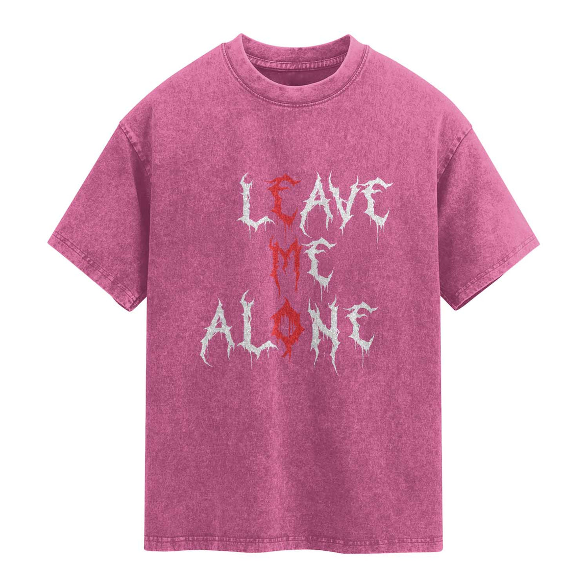Leave me Alone Emo Washed Cotton T-Shirt Aesthetic Goth Scene Alternative Music TS10 Magenta Print Your Wear