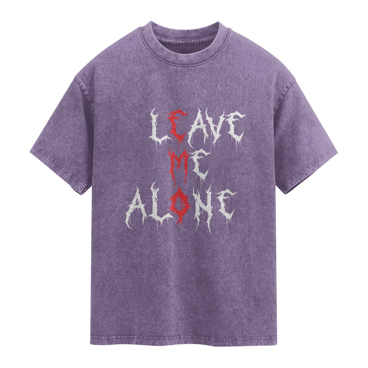 Leave me Alone Emo Washed Cotton T-Shirt Aesthetic Goth Scene Alternative Music TS10 Purple Print Your Wear