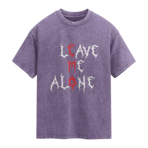 Leave me Alone Emo Washed Cotton T-Shirt Aesthetic Goth Scene Alternative Music TS10 Purple Print Your Wear