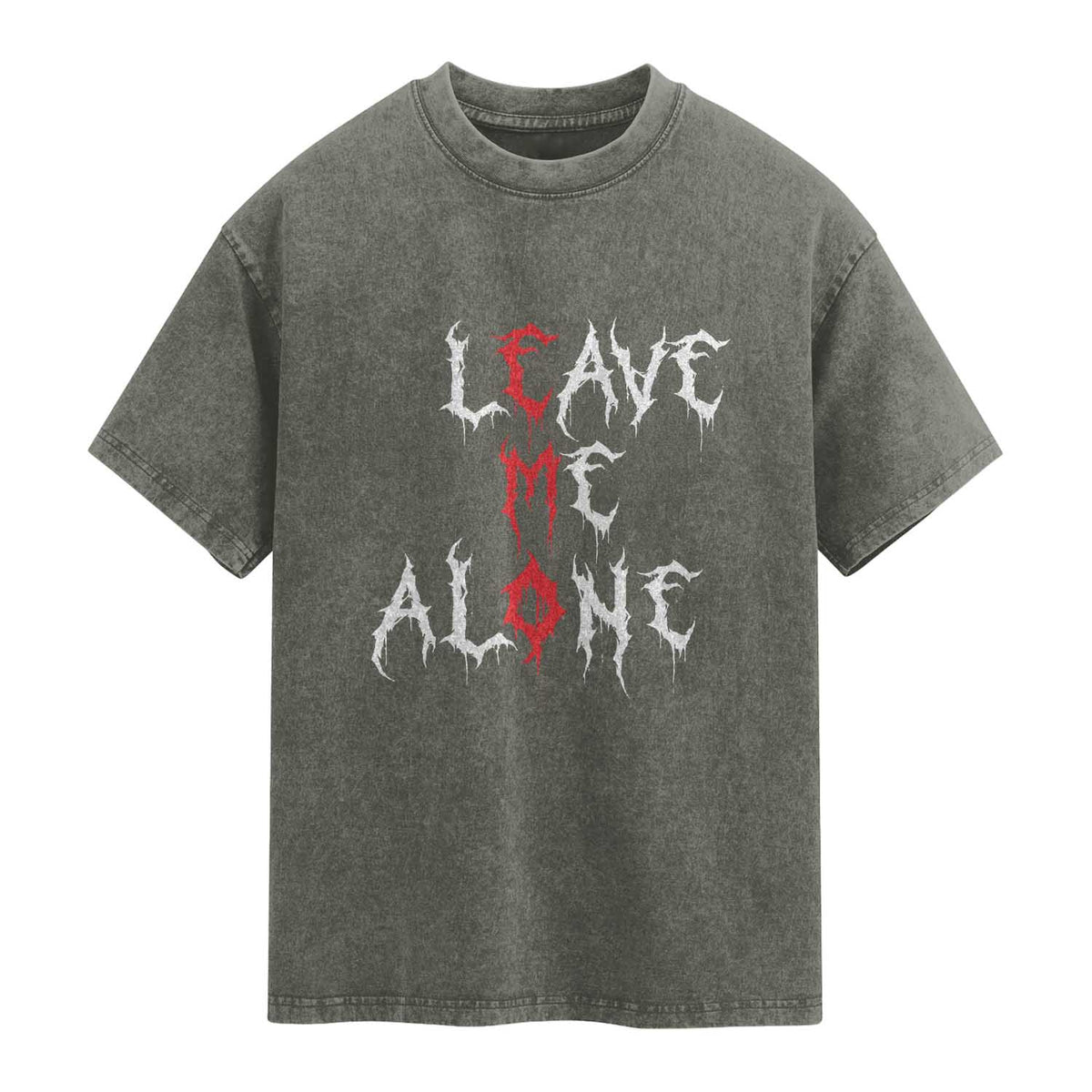 Leave me Alone Emo Washed Cotton T-Shirt Aesthetic Goth Scene Alternative Music TS10 Olive Green Print Your Wear