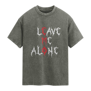 Leave me Alone Emo Washed Cotton T-Shirt Aesthetic Goth Scene Alternative Music TS10 Olive Green Print Your Wear