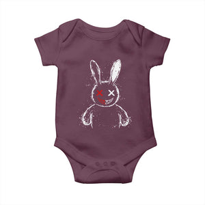 Creepy Cute Bunny Baby Onesie Rabbit Alt Goth Grunge Horror Aesthetic TS10 Maroon Print Your Wear