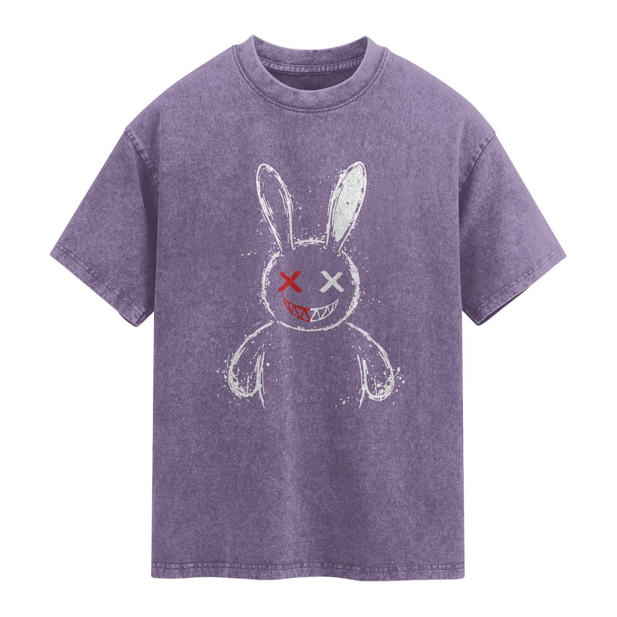 Creepy Cute Bunny Washed Cotton T-Shirt Rabbit Alt Goth Grunge Horror Aesthetic TS10 Purple Print Your Wear