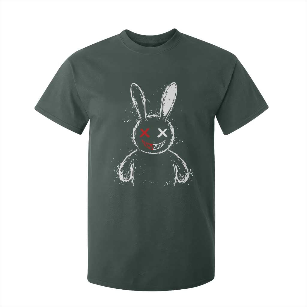 Creepy Cute Bunny T Shirt For Kid Rabbit Alt Goth Grunge Horror Aesthetic TS10 Dark Forest Green Print Your Wear