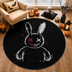 Creepy Cute Bunny Round Rug Rabbit Alt Goth Grunge Horror Aesthetic