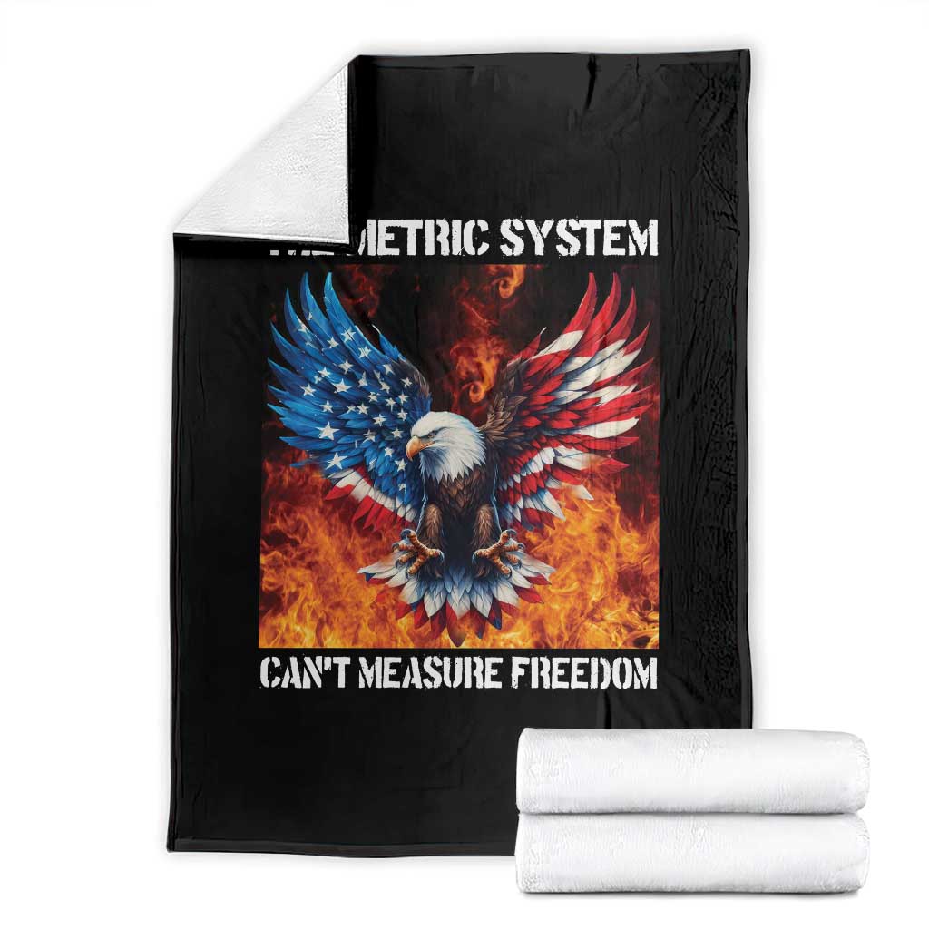 Funny Bald Eagle 4th of July Throw Blanket The Metric System Cant Measure Freedom American Flag TS10 Black Print Your Wear