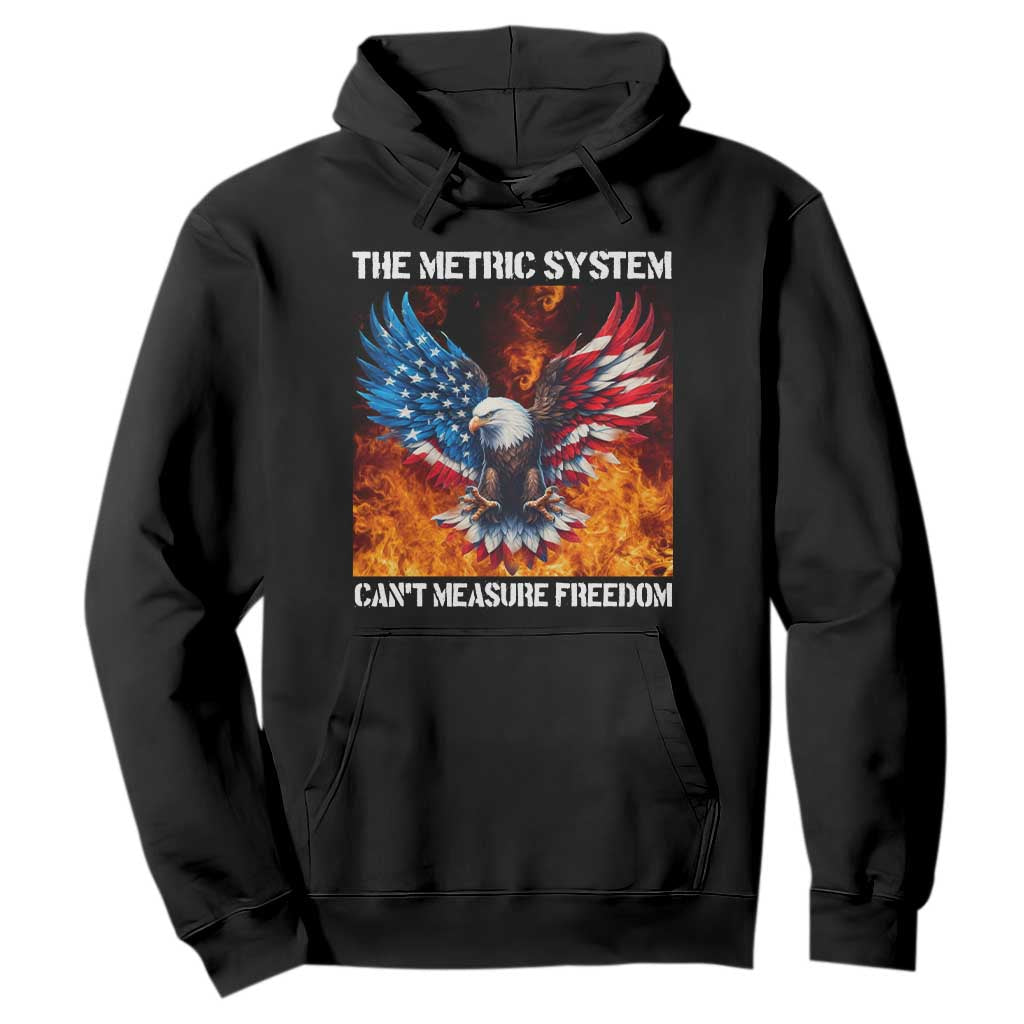 Funny Bald Eagle 4th of July Hoodie The Metric System Cant Measure Freedom American Flag TS10 Black Print Your Wear