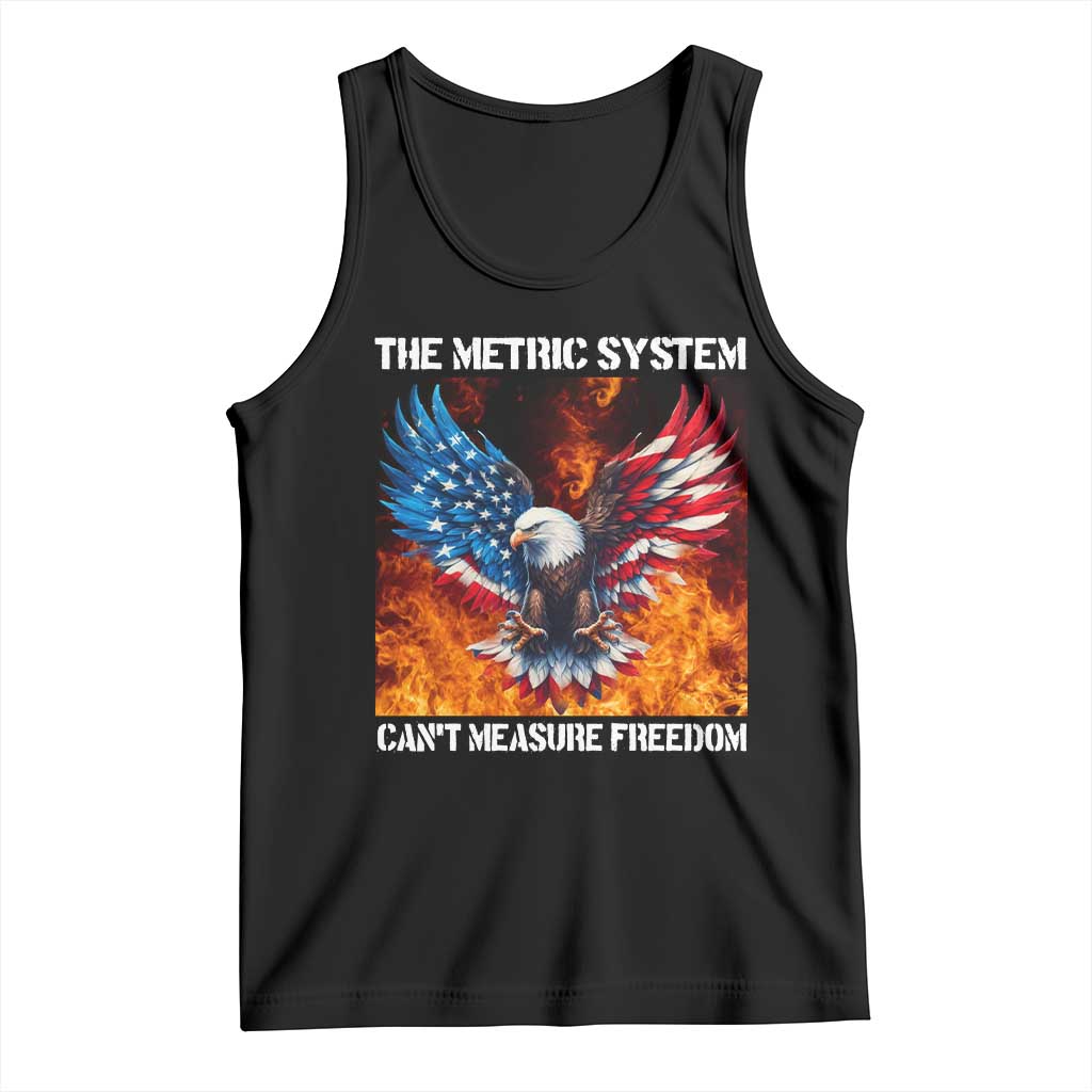Funny Bald Eagle 4th of July Tank Top The Metric System Cant Measure Freedom American Flag TS10 Black Print Your Wear
