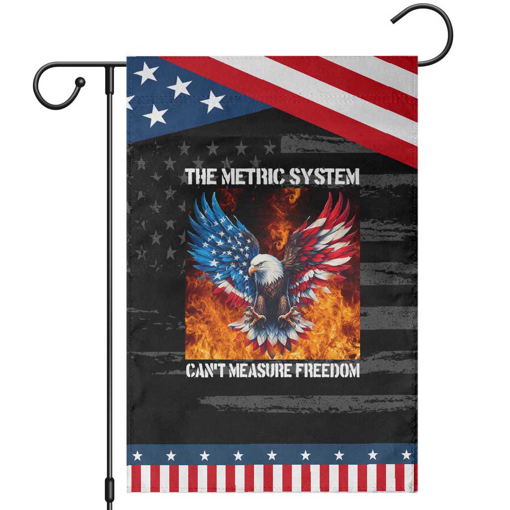 Funny Bald Eagle 4th of July Patriotic Garden Flag The Metric System Cant Measure Freedom American Flag TS10 Distressed Black Blue Print Your Wear