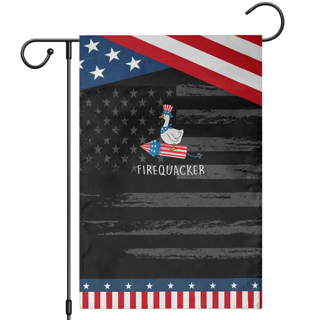 Funny July 4th Goose Garden Flag Patriotic Goose Firework Firequacker Independence Day TS10 Distressed Black Blue Print Your Wear
