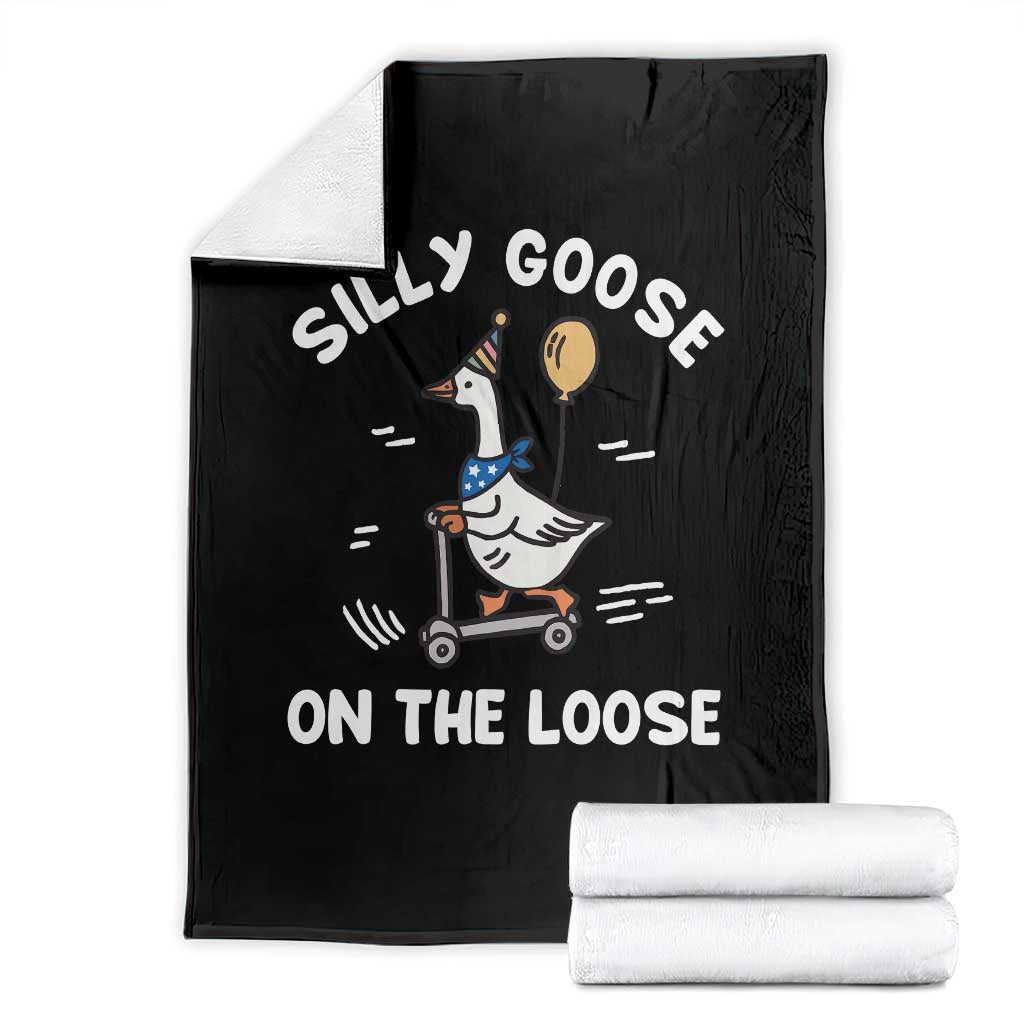 Funny Silly Goose Throw Blanket Goose On The Loose Animal Humor TS10 Black Print Your Wear