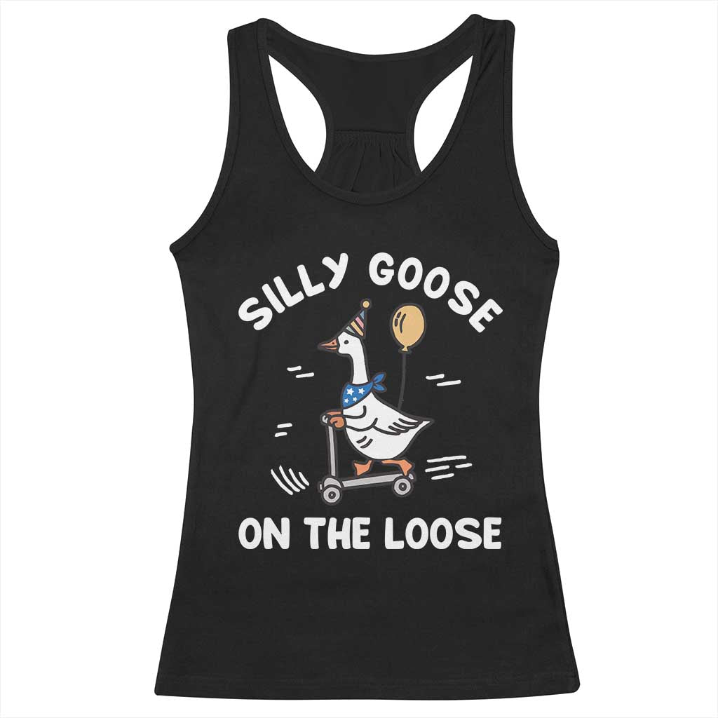 Funny Silly Goose Racerback Tank Top Goose On The Loose Animal Humor TS10 Black Print Your Wear