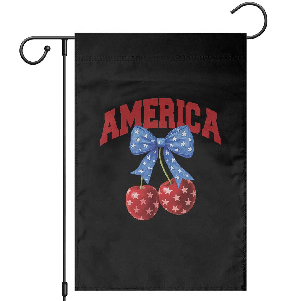 America Cherry Coquette Bow Garden Flag 4th of July Patriotic TS10 Black Print Your Wear