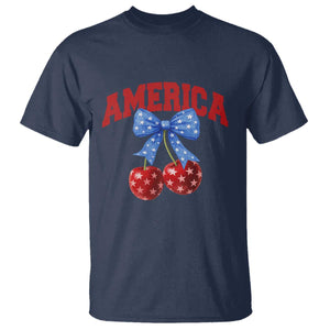 America Cherry Coquette Bow T Shirt 4th of July Patriotic TS10 Navy Print Your Wear